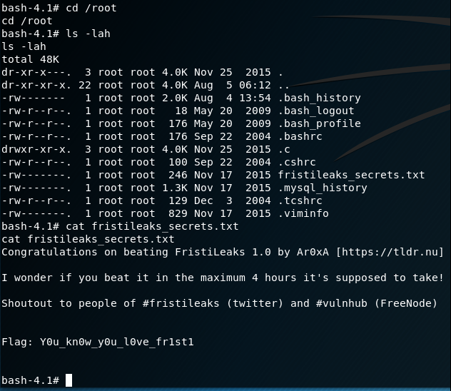 Fristileaks Vulnhub Writeup - by leomccavana.com - privesc - we have root