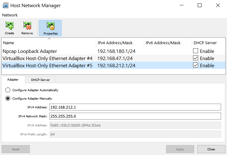 Wintermute Part 1 - Straylight Vulnhub Writeup by leomccavana.com - VirtualBox Setup - Add New Host-Only Adapter - Setup Complete