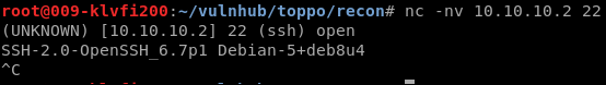 Toppo Vulnhub Writeup - by leomccavana.com - recon - agressive scanning - connecting to SSH via netcat